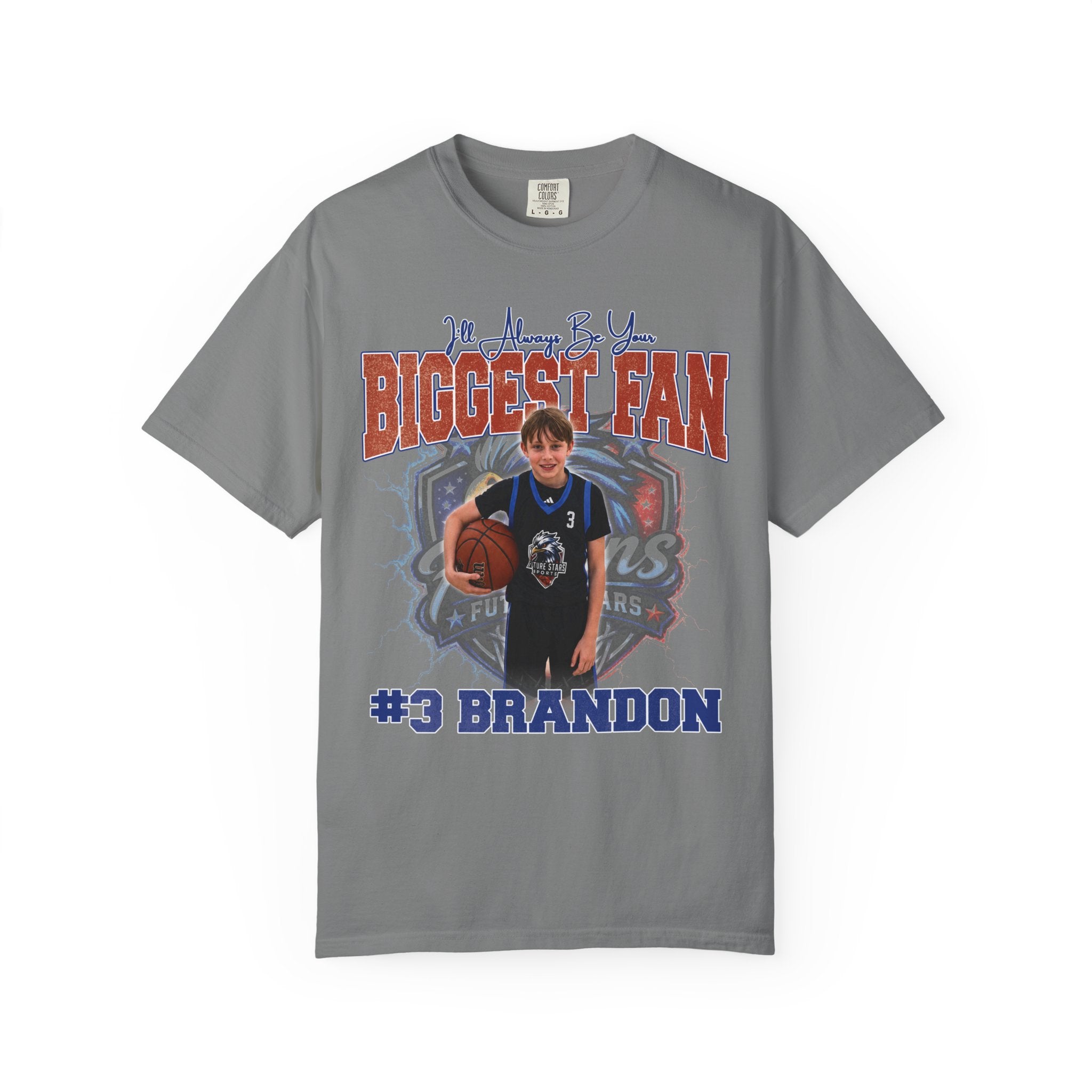 Brandon's Biggest Fan Personalized Basketball T-Shirt